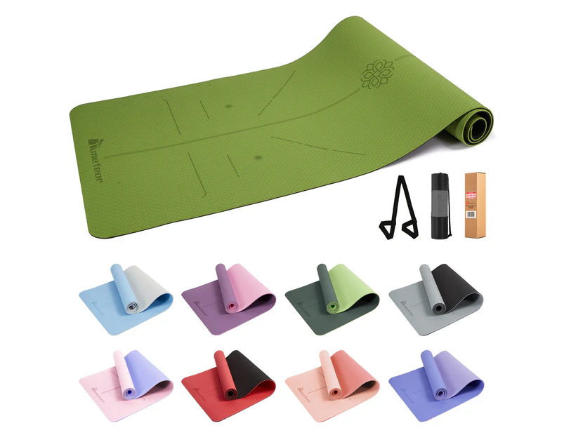 METEOR Non-slip Yoga Mat,Thick Yoga Mat,TPE Yoga Mat,6mm Yoga Mat,Exercise  Mat,Pilates Mat,Workout Mat,Gym Mat-6mm Thickness,183x65cm,Apple Green