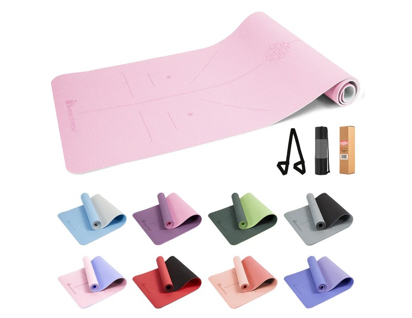 METEOR Non-slip Yoga Mat,Thick Yoga Mat,TPE Yoga Mat,6mm Yoga Mat,Exercise Mat,Pilates Mat,Workout Mat,Gym Mat-6mm Thickness,183x65cm,Pink Blue