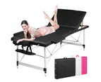 Advwin Massage Table 75CM 3 Fold Portable Aluminum Massage Bed Beauty Spa Therapy Waxing Bed Height Adjustable Black