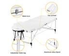 Advwin Massage Table 80CM 3 Fold Portable Aluminum Massage Bed Beauty Spa Therapy Waxing Bed Height Adjustable White