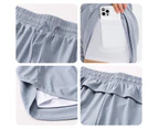 Women's Quick Dry 2 in 1 Yoga Shorts Stretchy Tennis Shorts Breathalbe Sports Workout Running Shorts - Light Blue