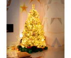 Costway 1.4M Pre-lit Christmas Tree Snow Flocked Mixed Pine Needles Flowers/LED Lights Xmas Decoration Home Garden