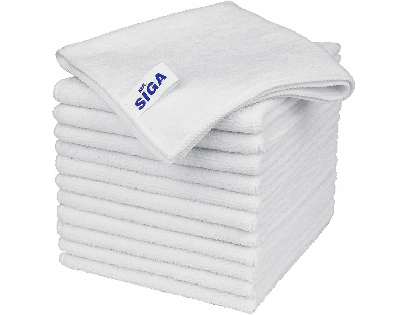 MR.SIGA All-Purpose Microfiber Towels, Pack of 12, White