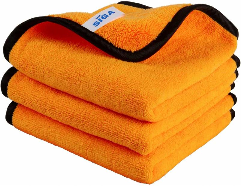 MR.SIGA Premium Dual-Sided Microfiber Car Detailing Towels, Gold, 3 Pack