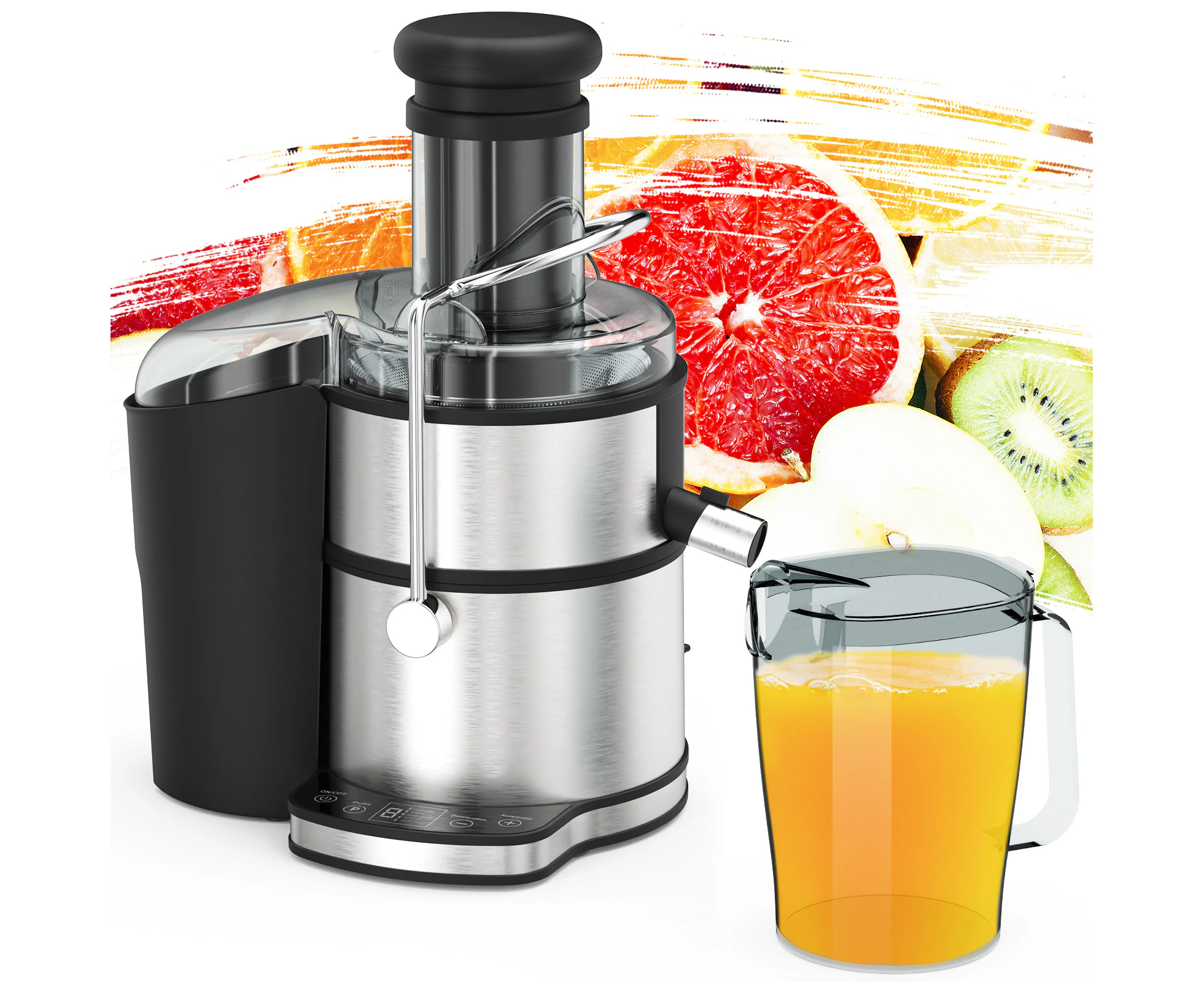 ADVWIN 800W Juicer, Centrifugal Juicer Extractor with LCD Touch Control Stainless Steel