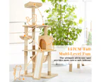 Advwin Cat Tree 157cm Multi-Level Stand House Furniture Kittens Activity Tower with Scratching Posts and Ladder, Kitty Pet Play and Sleeping House, Beige