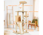 Advwin Cat Tree 157cm Multi-Level Stand House Furniture Kittens Activity Tower with Scratching Posts and Ladder, Kitty Pet Play and Sleeping House, Beige