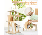 Advwin Cat Tree 157cm Multi-Level Stand House Furniture Kittens Activity Tower with Scratching Posts and Ladder, Kitty Pet Play and Sleeping House, Beige