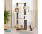 Advwin 110CM Cat Tree Scratching Post Tower Condo Toy Multi-Level House Rattan Wood - Beige