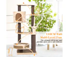 Advwin 110CM Cat Tree Scratching Post Tower Condo Toy Multi-Level House Rattan Wood - Beige