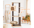 Advwin 110CM Cat Tree Scratching Post Tower Condo Toy Multi-Level House Rattan Wood - Beige