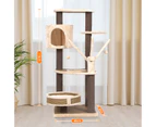 Advwin 110CM Cat Tree Scratching Post Tower Condo Toy Multi-Level House Rattan Wood - Beige