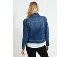 RIVERS - Womens Jacket -  Casual Denim Jacket - Mid Wash