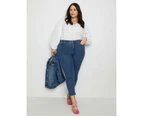 BeMe - Plus Size - Womens Jeans -  Mid Rise Core Short Length Jeans - Mid Wash