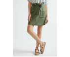 KATIES - Womens -  Cotton Blend Cargo Skirt - Khaki