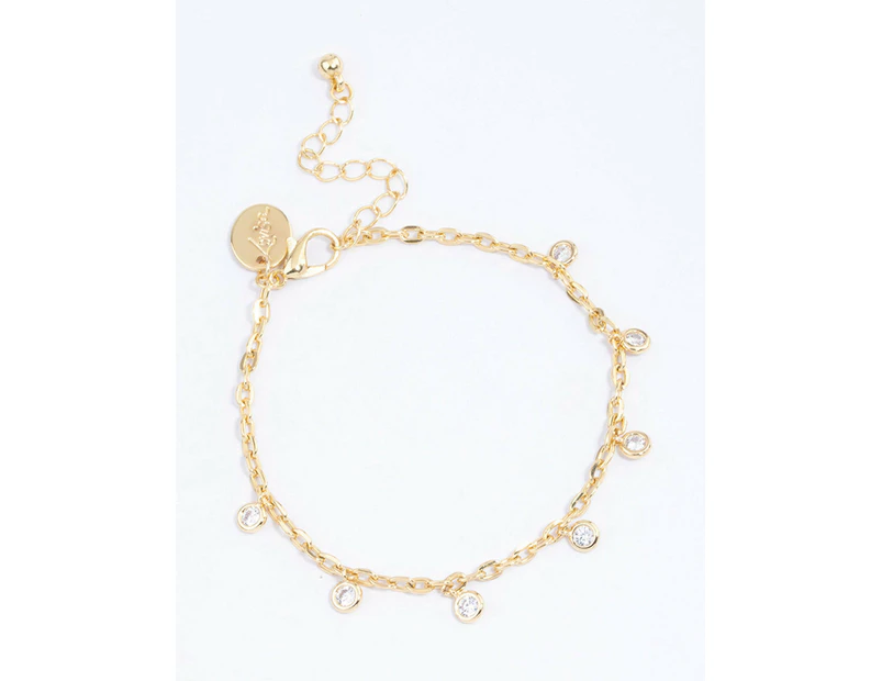 Gold Plated Cubic Zirconia Station Classic Bracelet