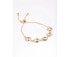 Gold Plated Clear Stone Toggle Bracelet