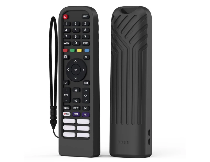 Silicone Shockproof Case Protective Cover for Hisense EN2P30H TV Television Remote Control Cover Case with Lanyard （Color Black  ）