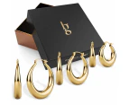 Boxed 3 Pairs of Csilla Gold Dome Hoop Earrings Set
