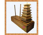 Stacking Pagoda 7 piece brain teaser puzzle, wood, handmade 3D puzzle-arrange blocks on end column to solve