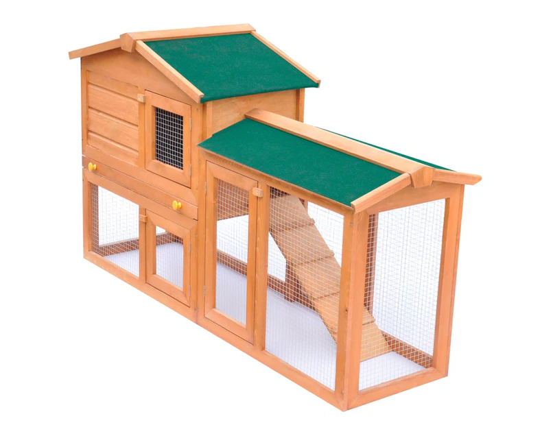 vidaXL Outdoor Large Rabbit Hutch Small Animal House Pet Cage Wood