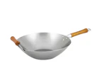 Ken Hom 36cm Carbon Steel Uncoated Wok Round Stir Fry Pan w/ Wood Handle Silver