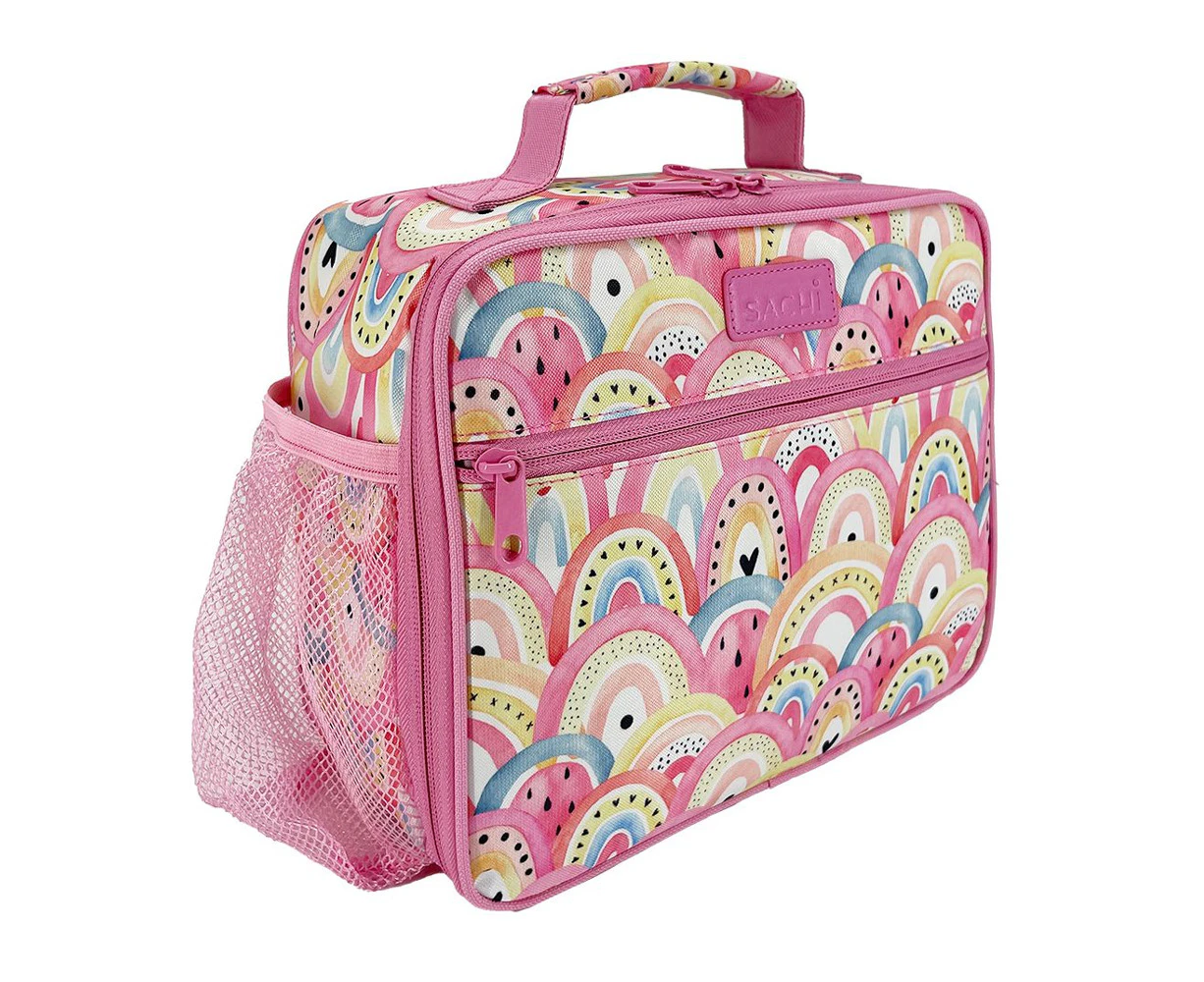 Sachi Style 321 Insulated 26cm Lunch Bag Storage w/ Bottle Holder Boho Rainbows