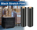 MasterSpec Black Plastic Stretch Wrap Film, 50cm x 400m Durable Packing Moving Packaging Heavy Duty Shrink Film with Plastic Rotary Handle