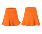 Women 2 in 1 Tennis Skirt with Leggings and Pockets Quick Dry Workout Skorts Athletic Running Skorts - Orange