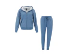 FIL Women's Waffle Sherpa Hoodie 2pc Set Loungewear - Blue