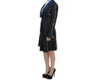 EXTE Two Piece Skirt Suit with Hook Closure - Black and Blue - Black