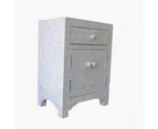 Zohi Interiors Bone Inlay Bedside Cabinet in White
