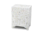 Zohi Interiors Bone Inlay Bedside Cabinet in White