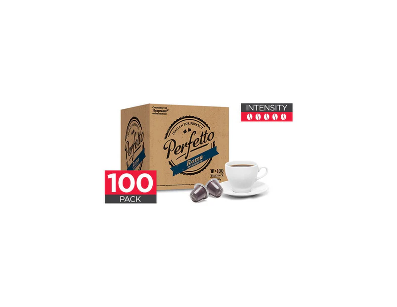 100 Pack Perfetto Nespresso Compatible Coffee Pods (Roma)