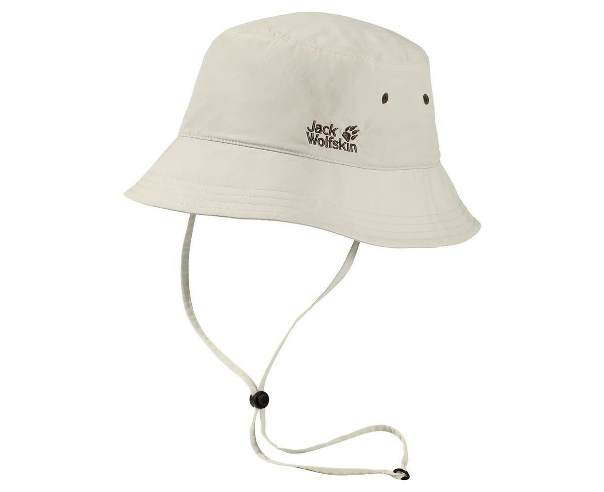 JACK WOLFSKIN Supplex Bucket Hat Sun Cap Floppy Fishing Camping - White Sand