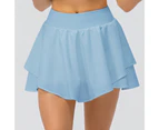 Women 2 in 1 Tennis Skirt with Leggings and Pockets Flowy Yoga Skorts Athletic Running Skorts - Sky Blue