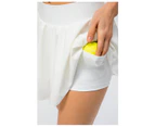 Women 2 in 1 Tennis Skirt with Leggings and Pockets Flowy Yoga Skorts Athletic Running Skorts - White
