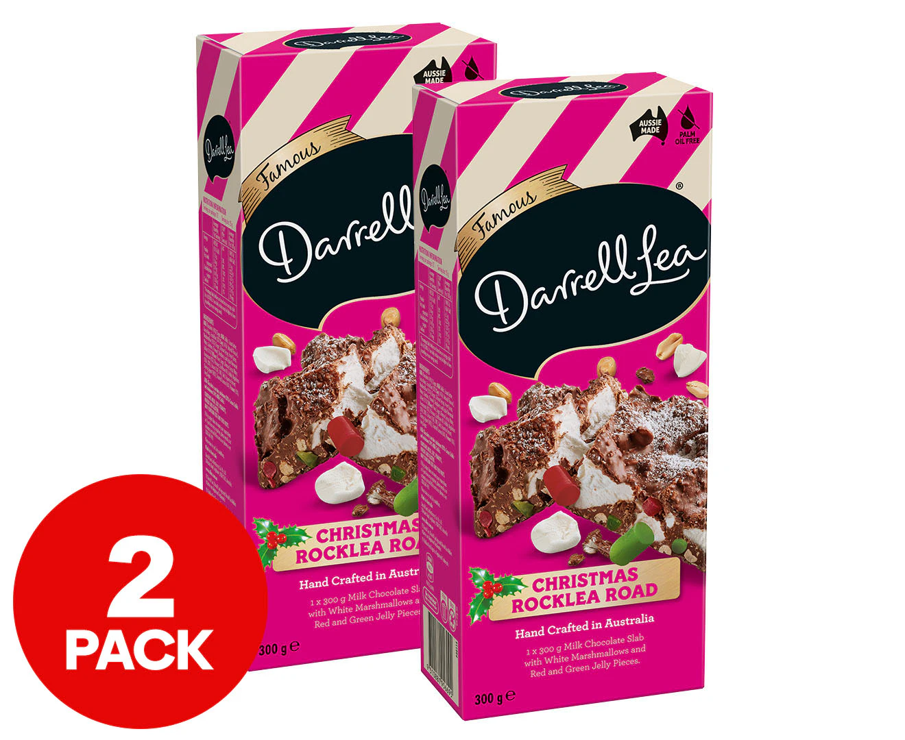 2 x Darrell Lea Christmas Rocklea Road 300g