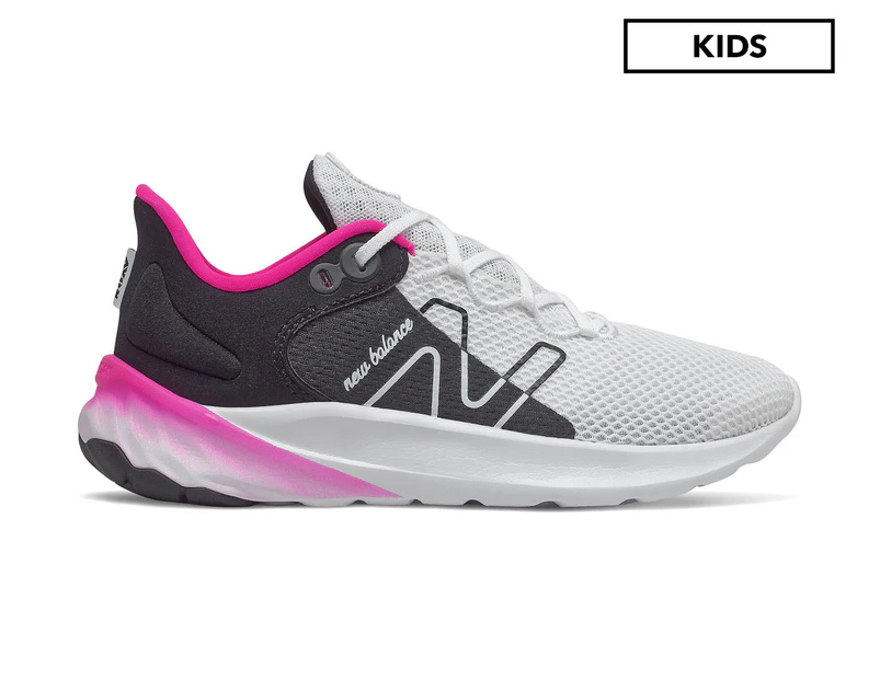 New Balance Girls' Fresh Foam Roav Running Shoes - White/Black/Pink Glow