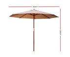 InstaHut 3m Outdoor Umbrella Pole Umbrellas Beach Garden Sun Stand Patio Beige