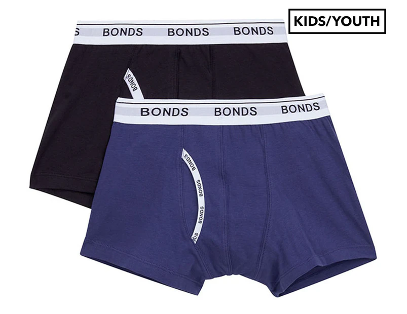 Bonds Boys' Guyfront Trunks 2-Pack - Black/Blue