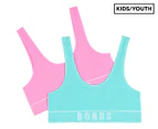 Bonds Girls' Original Retro Rib Tank Crop Top 2-Pack - Pink/Light Blue