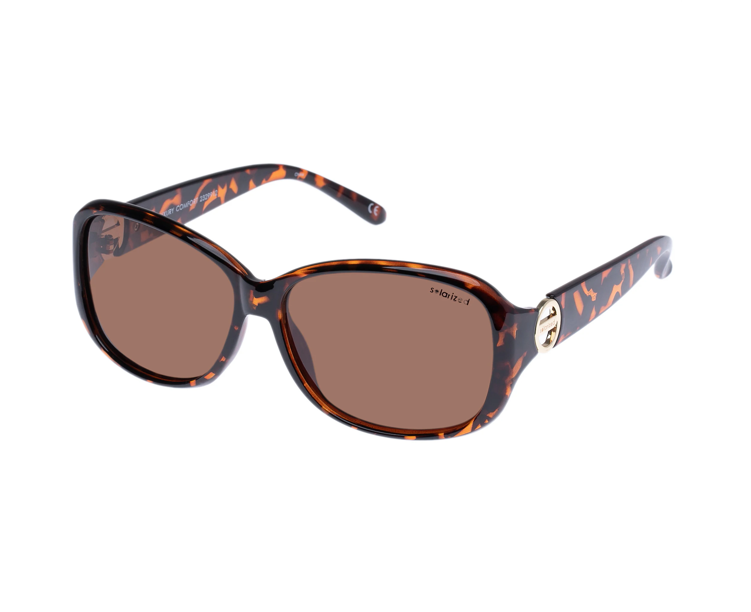 Solarized Female Luxury Comfort Tort Gold Wrap Sunglasses