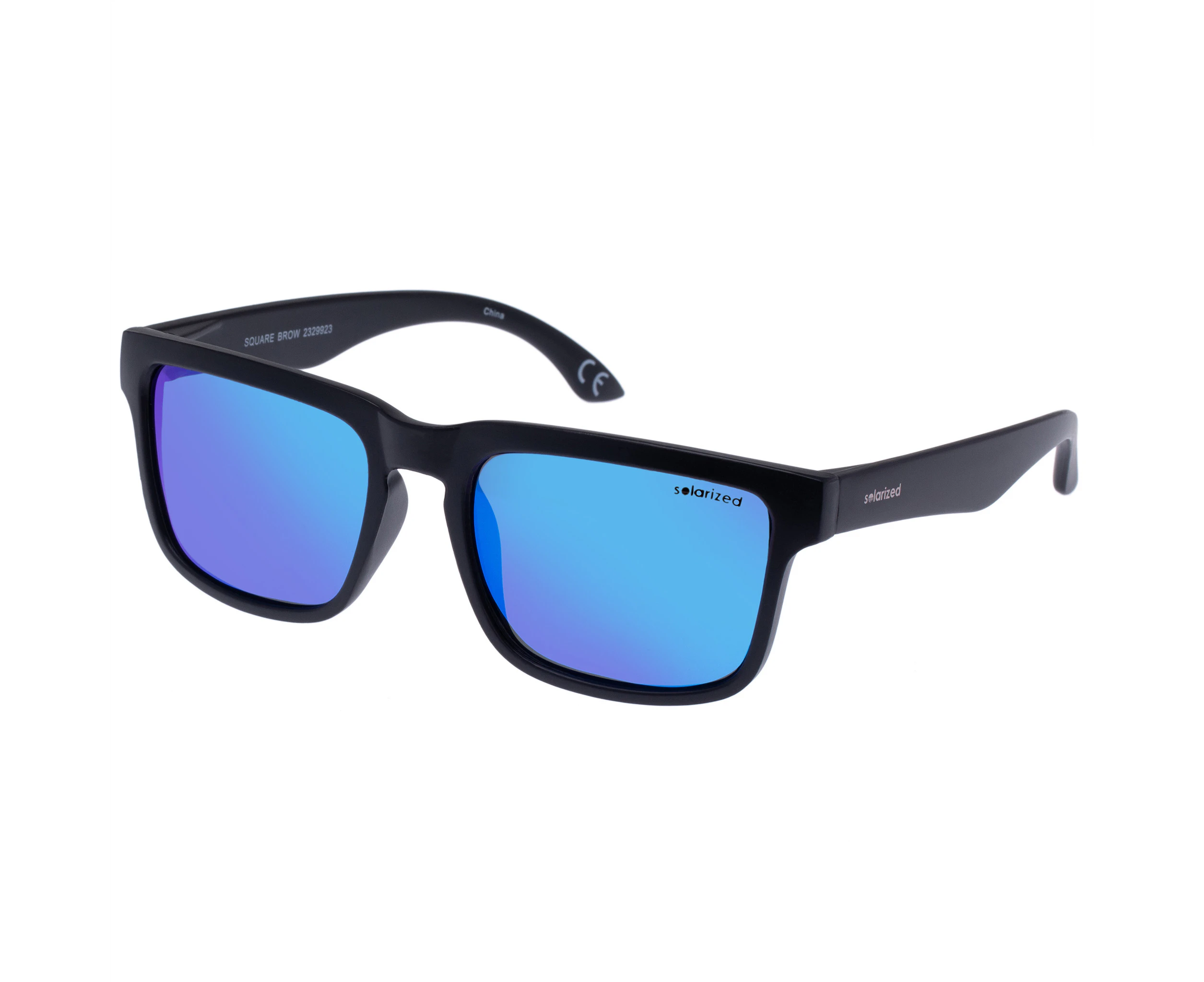 Solarized Male Square Brow Matte Black D-Frame Sunglasses