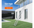Traderight Multi Purpose Ladder Aluminium Folding Platform Extension Step 4.7M - Silver,Black