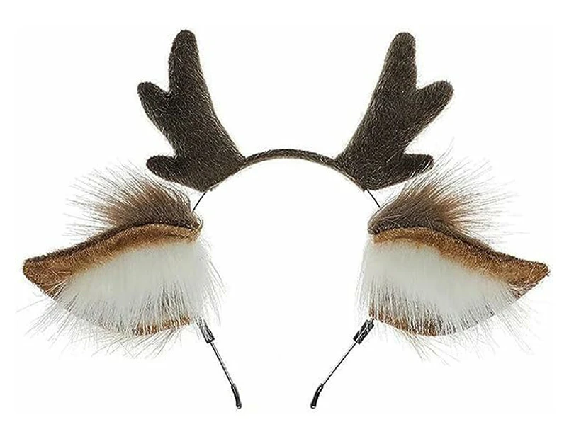 Reindeer Ears Christmas Headband Wolf Cat Ear Headband Fox Dog Ear Anime Cosplay Adult Girls