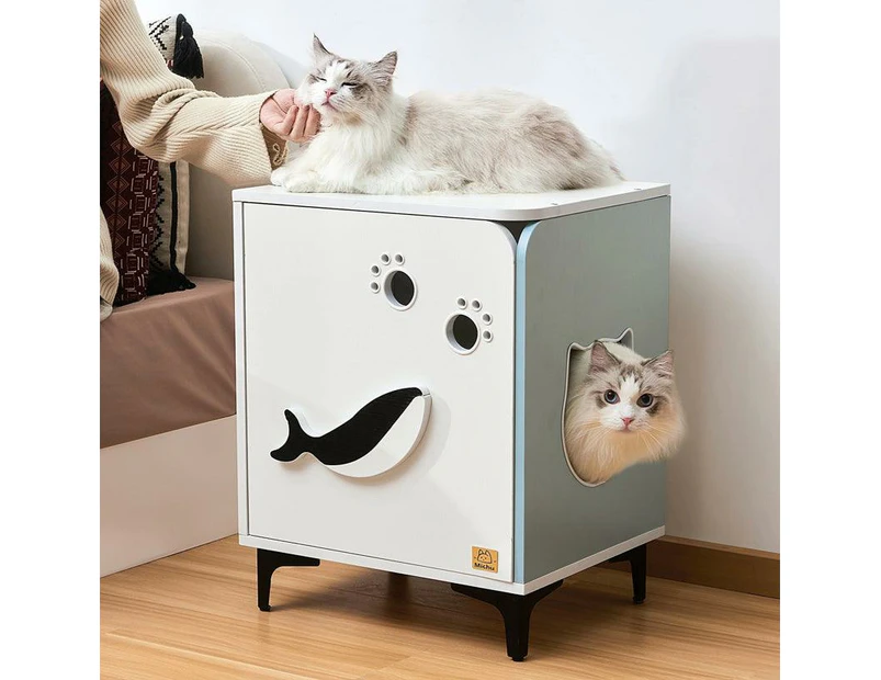 Michu Hidden Cat Furniture - Cat Litter Box Enclosure and Wooden Pet House, End Table Large Enough for Most Cats and Litter Boxes