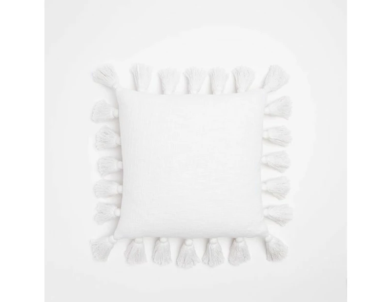 Target Textured Tassel Cushion - White