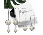 Boxed Solid 925 Signature Silver Pearl Dynasty Hook & Ancestry Pearl Earrings.