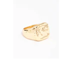 Gold Plated Molten Signet Ring
